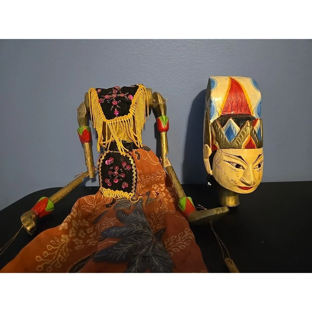 Wayang Golek Ramayana Wooden Bali Puppet Indonesia Asian Stick Puppet Marionette